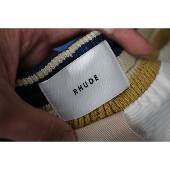 Rhude Mens 30 x 7.5 Palm Satin Souvenir Embroidered Heavy Shorts NEW O928 - Picture 6 of 6